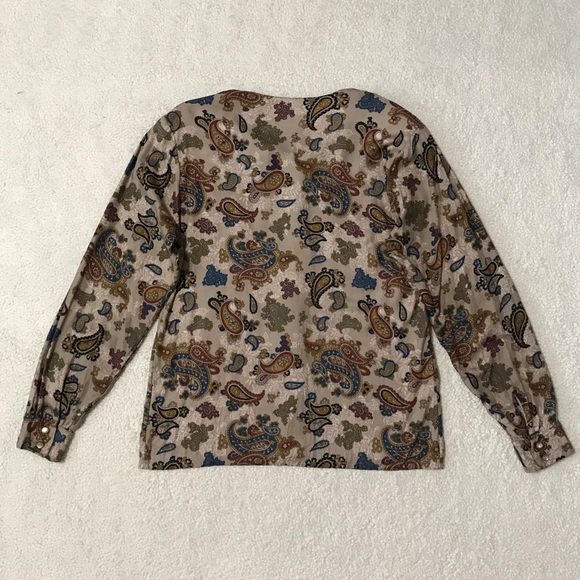 Pendleton Vintage Paisley Top Long Sleeve Brown Multicolor Pit to Pit 20” - Picture 12 of 15